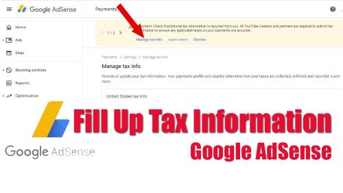 Fill Tax information in Google Adsense