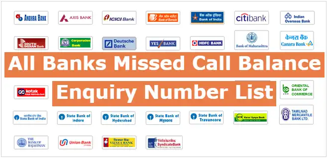 All Bank Missed Call Balance Enquiry Number List