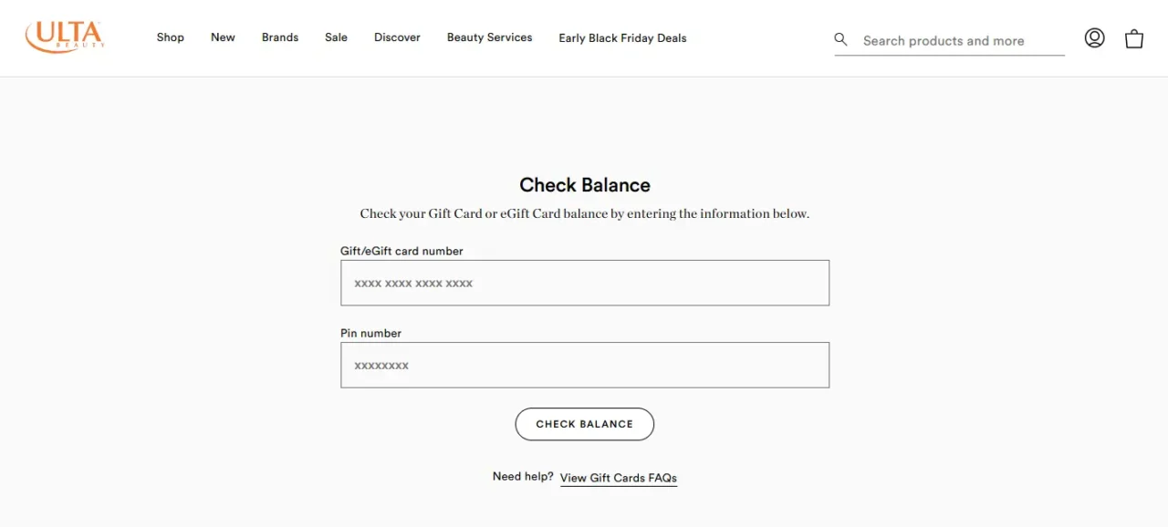 Ulta Gift Card Balance Check